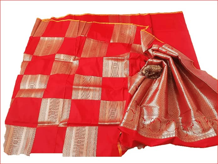 Banarasi Silk Saree With Check Design
